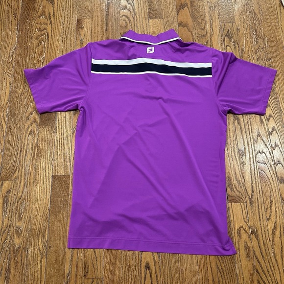 Footjoy Short Sleeve Golf Polo Shirt Striped Mens M Medium Purple‎ Stretch - Picture 5 of 8